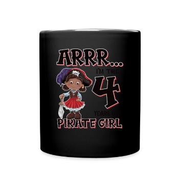Pirate Boy 4 year old pirate 4th birthday - Full Colour Mug - black - Front