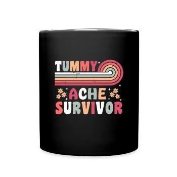 Tummy Ache Survivor Retro 70s Gift - Full Colour Mug - black - Front