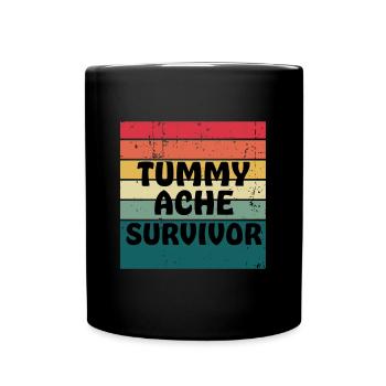 Tummy Ache Survivor Retro Sunset - Full Colour Mug - black - Front