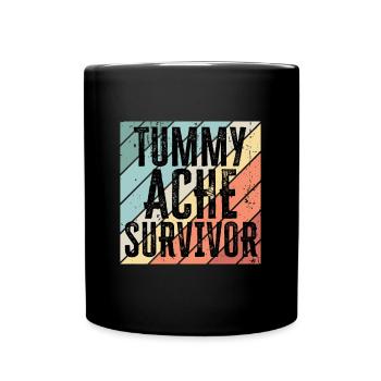 Vintage Tummy Ache Survivor distressed - Full Colour Mug - black - Front