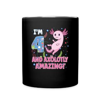 I'm 4 süßes Axolotl 4. Geburtstags Geschenk - Tasse einfarbig - Schwarz - Vorne