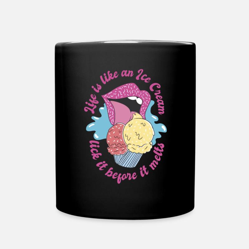 Crème glacée avec les lèvres et la langue - Mug uni - noir