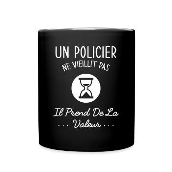 Un Policier Ne Vieillit Pas Humour Idée Cadeau - Mug uni - noir - Devant