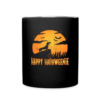 Happy Halloweiner Halloween Dachshund Weiner Dog - Full Colour Mug - black - Front
