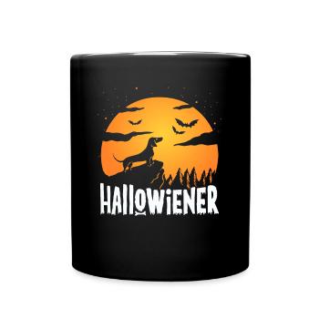 Hallowiener Funny Wiener Sausage Dog Dachshund - Full Colour Mug - black - Front