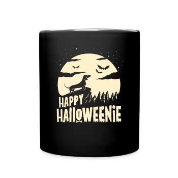 Funny Weiner Dog Moon Dachshund Halloween Gift - Full Colour Mug - black - Front