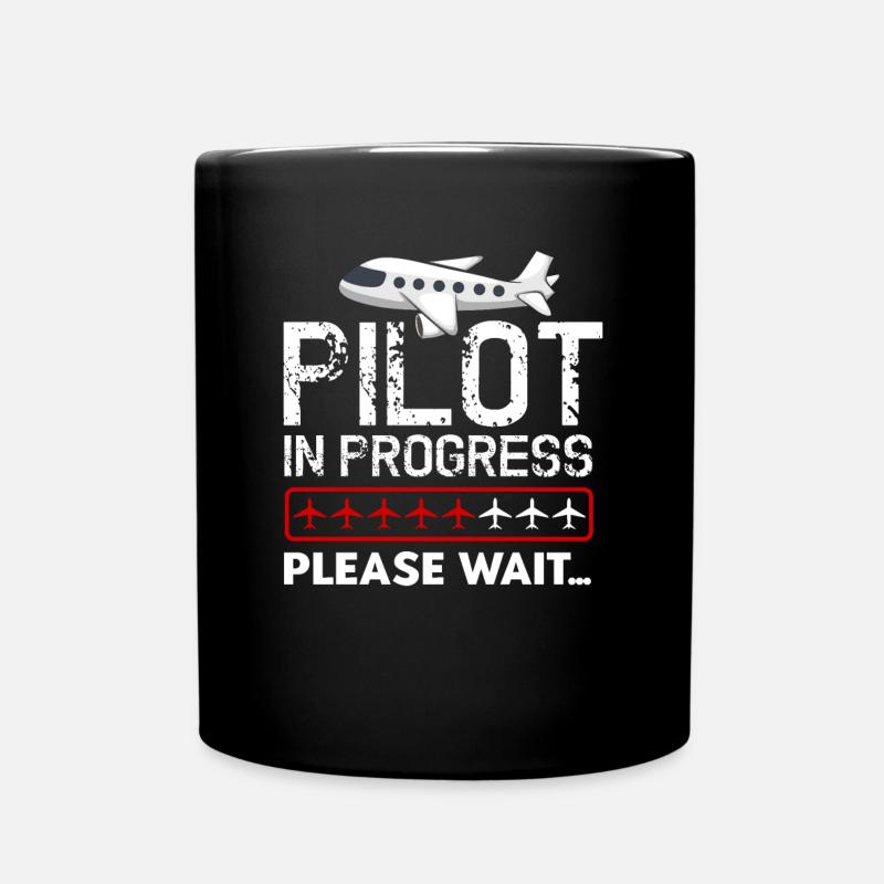 Future Pilot In Progress Lustige Kinder Flugzeug Liebhaber - Tasse einfarbig - Schwarz