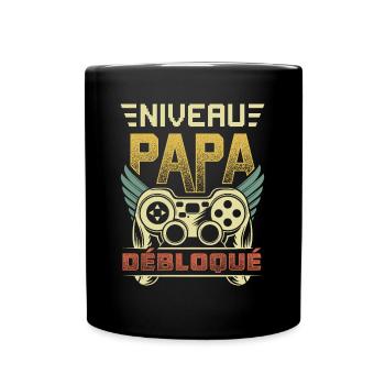 Niveau Papa Débloqué Annonce Futur Papa Gamer - Mug uni - noir - Devant
