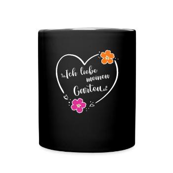 Ich liebe meinen Garten Gärtnerin Floristin Blumen - Tasse einfarbig - Schwarz - Vorne
