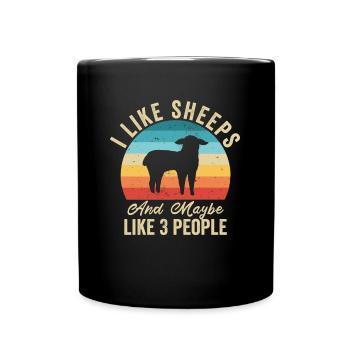 I love Les Moutons Humour Fermier Cadeau - Full Colour Mug - black - Front
