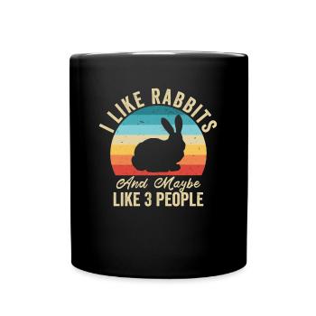 I love Rabbits Humor Farmer Gift - Full Colour Mug - black - Front