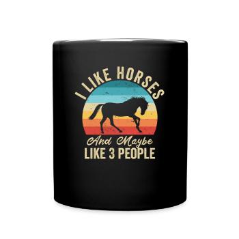J'aime Les Chevaux Humour Fermier Cadeau - Mug uni - noir - Devant