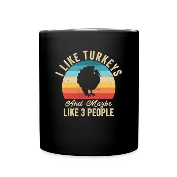 J'aime Les Dindes Humour Fermier Cadeau - Mug uni - noir - Devant
