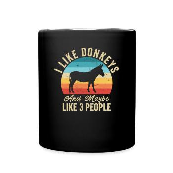 I love Donkeys Humor Farmer Gift - Full Colour Mug - black - Front