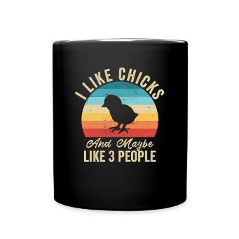 J'aime Les Poussins Humour Fermier Cadeau - Mug uni - noir - Devant