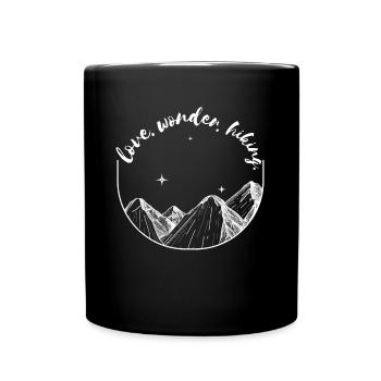 love wonder hiking hiker camping lustig Geschenk - Tasse einfarbig - Schwarz - Vorne