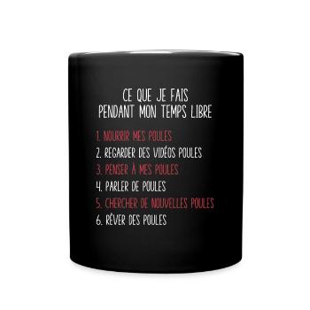 Poules Temps Libre Idée Cadeau Pour Fermier - Mug uni - noir - Devant