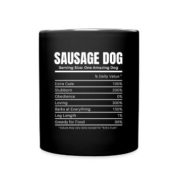 Sausage Dog Nutritional Facts Funny Dachshund Gift - Full Colour Mug - black - Front