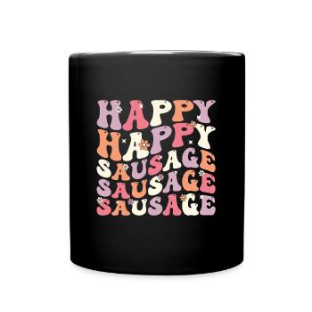Groovige Happy Sausage - Tasse einfarbig - Schwarz - Vorne