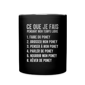 Poney Temps Libre Idée Cadeau Équitation - Mug uni - noir - Devant