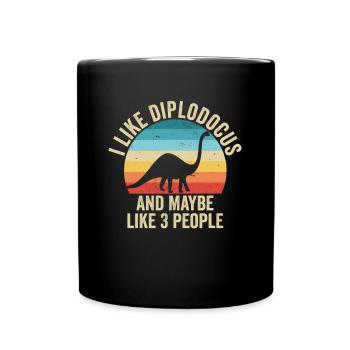 I like The Diplodocus Gift Humor Dinosaur - Full Colour Mug - black - Front