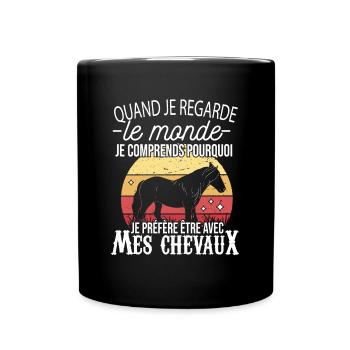 Cadeau Cheval Fille Préfère Être Avec Mes Chevaux - Mug uni - noir - Devant