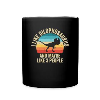 Ich mag The Dilophosaurus Gift Humor Dinosaurier - Tasse einfarbig - Schwarz - Vorne