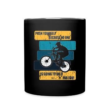 Fahrradfahrer Fahrrad Biker BMX - Tasse einfarbig - Schwarz - Vorne