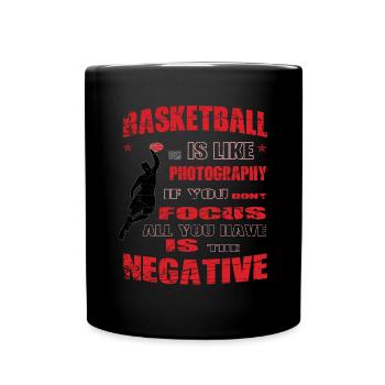 Basketball Basketballspieler Korb werfen - Tasse einfarbig - Schwarz - Vorne