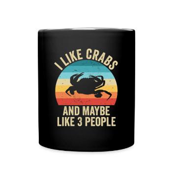 J'aime Les Crabes Cadeau Drole Océan - Mug uni - noir - Devant