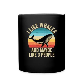 J'aime Les Baleines Cadeau Drole Océan - Mug uni - noir - Devant