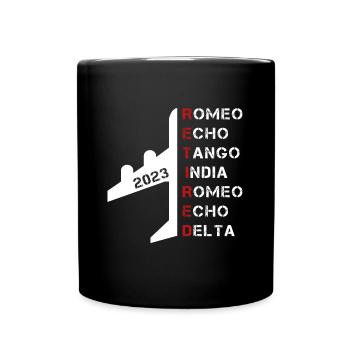 Pensionierter Pilot 2023 Phonetic Alphabet Ruhestand - Tasse einfarbig - Schwarz - Vorne
