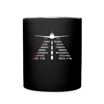 Pensionierter Pilot Phonetic Alphabet Aviation Plane - Tasse einfarbig - Schwarz - Vorne