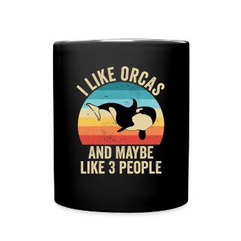 J'aime Les Orques Cadeau Drole Baleine Tueuse - Mug uni - noir - Devant