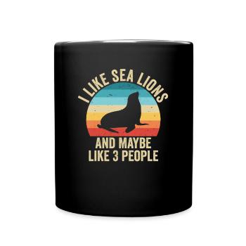 I love Sea Lions Gift Funny Sea Lion - Full Colour Mug - black - Front