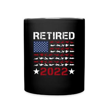 Pensionierter Pilot 2022 USA Flag Airplanes Aviation - Tasse einfarbig - Schwarz - Vorne