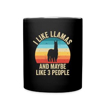 I love The Llamas Gift Humor Animals - Full Colour Mug - black - Front