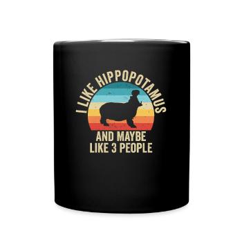I love Hippos Gift Humor Animals - Full Colour Mug - black - Front