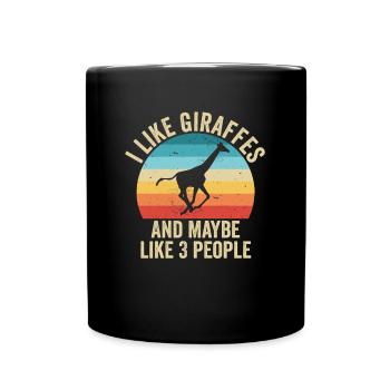 I love Giraffes Gift Humor Animals - Full Colour Mug - black - Front