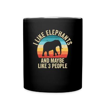 I love Elephants Gift Humor Animals - Full Colour Mug - black - Front