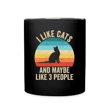 I like Cats Gift Humor Animals - Full Colour Mug - black - Front