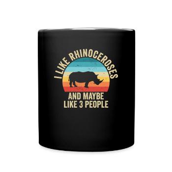 Ich mag Rhinos Gift Humor Tiere - Tasse einfarbig - Schwarz - Vorne