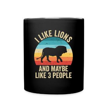 I love Lions Gift Humor Animals - Full Colour Mug - black - Front