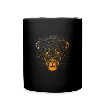 Lion Face Painting Artwork - Full Colour Mug - black - Front