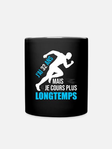 Running Cadeau Anniversaire 32 Ans Humour Coureur - Mug uni - noir