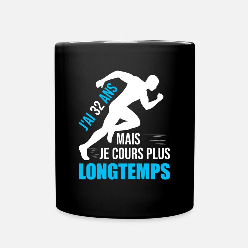 Running Cadeau Anniversaire 32 Ans Humour Coureur - Mug uni - noir