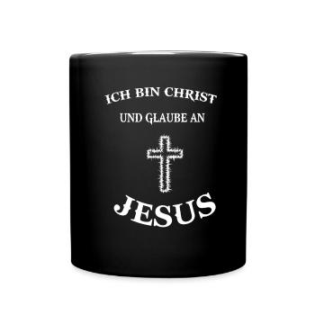 Christ Jesus Christus Religion Christentum Kreuz - Tasse einfarbig - Schwarz - Vorne