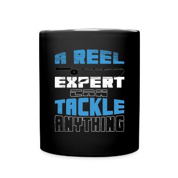 Angeln Angler Angel Angelrute Fischen Fische - Tasse einfarbig - Schwarz - Vorne
