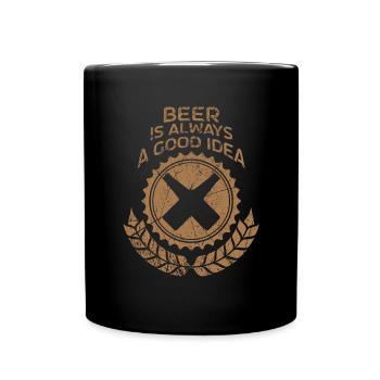 Bier Bierglas Biertrinker Kneipe Pinte - Tasse einfarbig - Schwarz - Vorne