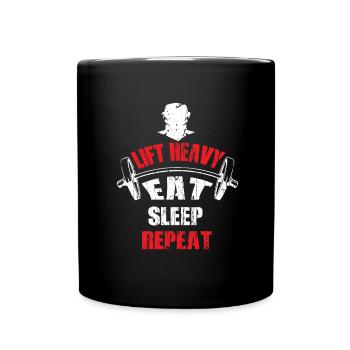 Fitness Krafttraining Kraftdreikampf Gewichtheben - Tasse einfarbig - Schwarz - Vorne